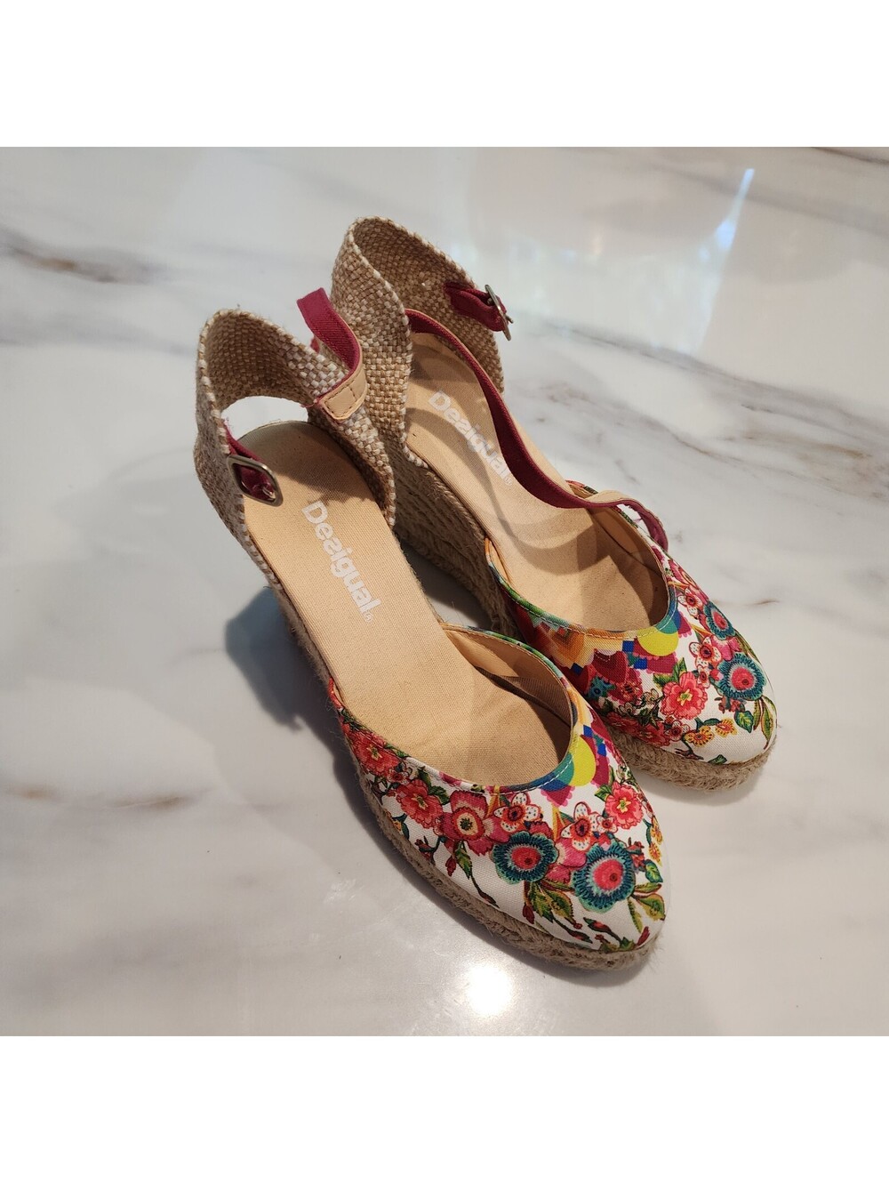 Desigual Multicolor Floral Espadrille Wedge Sandals EU 39 US 8.5–9